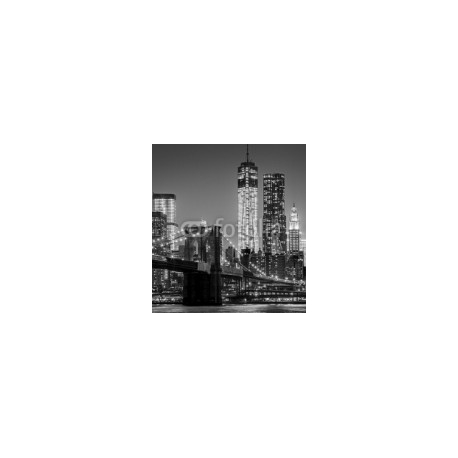 New York by night. Brooklyn Bridge, Lower Manhattan – Black an, 220x240, Papel Pared, , Original, Blanco y negro