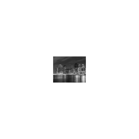 Black and white New York City at night panoramic picture, USA., 315x249, Papel Pared, , Original, Blanco y negro