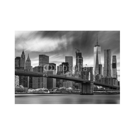New York City Skyline, 215x150, Vinilo Adhesivo, Sin Laminado (3 años garantía en exterior/interior), Original, Blanco y negro