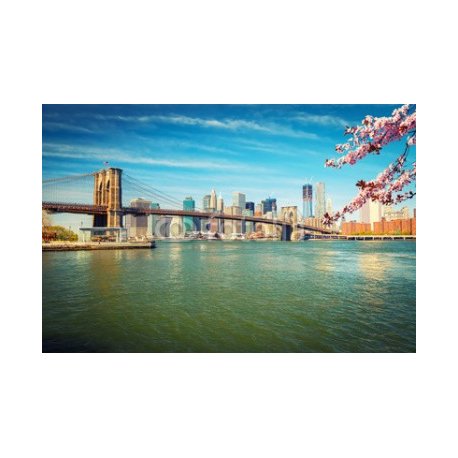 Brooklyn bridge and Manhattan at spring, New York City, 126x84, Papel Pared, , Original, Todo color