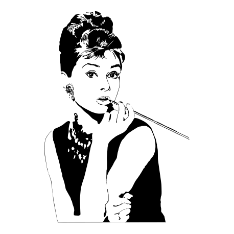 Vinilo Audrey Hepburn II, 60x86, Vinilo Autoadhesivo, Mate, Original, Negro-