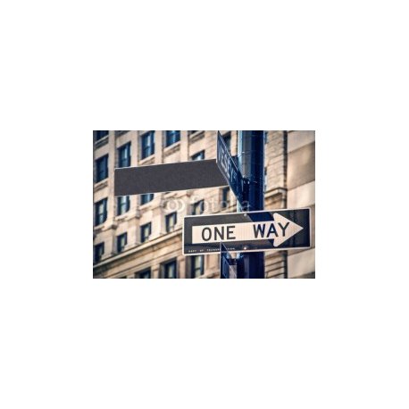 Blank sign and one way roadsign in New York City, USA, 300x200, Vinilo Adhesivo, , Original, Todo color