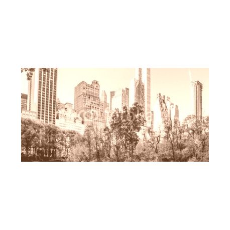 New York City Skyline from Central Park, 200x100, Vinilo Adhesivo, , Original, Sepia