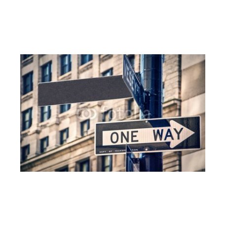Blank sign and one way roadsign in New York City, USA, 351x223, Vinilo Adhesivo, , Original, Todo color
