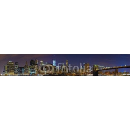 Manhattan skyline at night, New York panoramic picture, USA., 407x66, Vinilo Adhesivo, , Original, Todo color