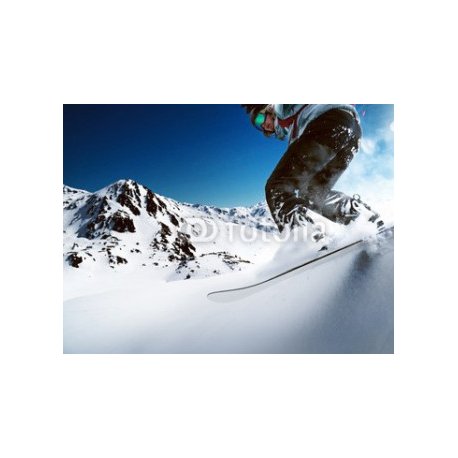 Snowboarder going downhill, 325x245, Vinilo Adhesivo, Sin Laminado (3 años garantía en exterior/interior), Original, Todo color