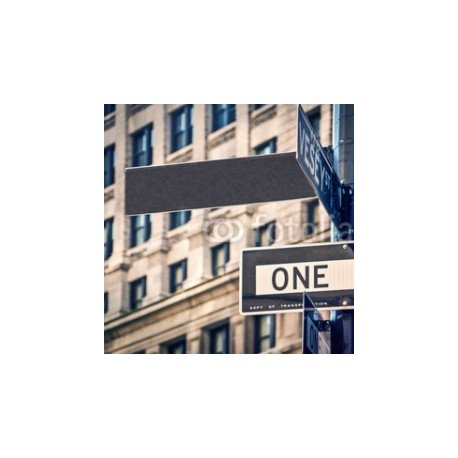 Blank sign and one way roadsign in New York City, USA, 100x100, Vinilo Adhesivo, , Original, Todo color