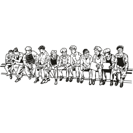 Vinilo almuerzo en Rockefeller Center, 180x57, Vinilo Autoadhesivo, Mate, Original, Gris Oscuro-