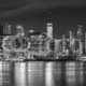 Black and white New York City at night panoramic picture, USA., 200x200, Metracrilato, , Original, Todo color