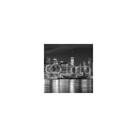 Black and white New York City at night panoramic picture, USA., 200x200, Metracrilato, , Original, Todo color