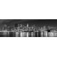 Black and white New York City at night panoramic picture, USA., 126x40, Lienzo, , Original, Todo color