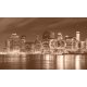 Black and white New York City at night panoramic picture, USA., 450x270, Papel Pared, Acabado LISO, Original, Sepia