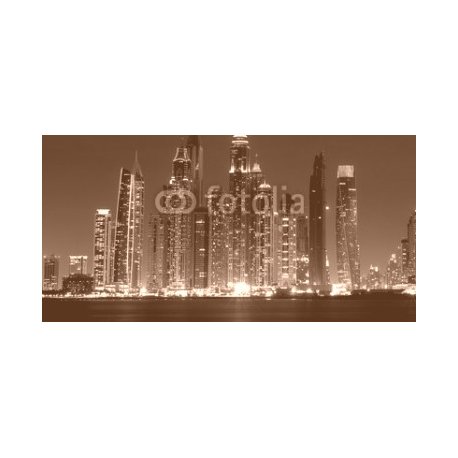 Panorama Of Dubai Marina, 80x40, Vinilo Adhesivo, Sin Laminado (3 años garantía en exterior/interior), Original, Sepia