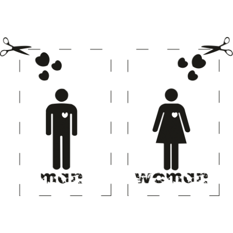 Vinilo man woman, 40x27, Vinilo Autoadhesivo, Mate, Original, Negro-