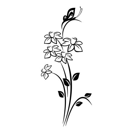 Vinilo flor japonesa I, 30x70, Vinilo Autoadhesivo, Mate, Original, Beige-