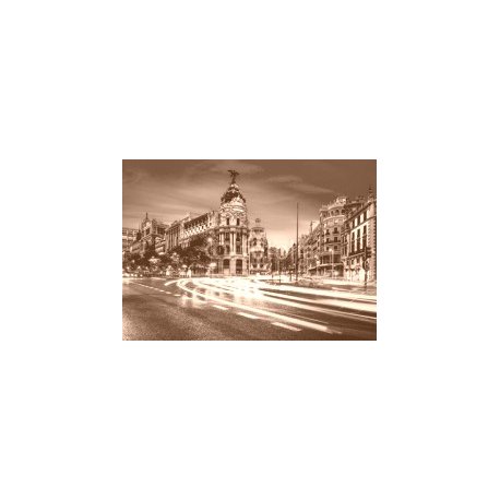 Madrid city center, Gran Vis Spain, 140x100, Lona, Lona opaca, Original, Sepia