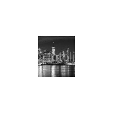 Black and white New York City at night panoramic picture, USA., 300x333, Vinilo Adhesivo, Vinilo Fotoluminiscente (se carga con luz y brilla en la oscuridad), Invertir, Todo color