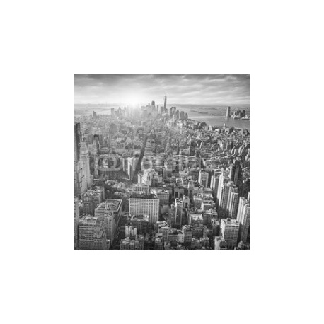 New York city skyline, sunrise in background., 70x70, Forex (PVC), Forex (PVC) 3 mm. , Original, Blanco y negro