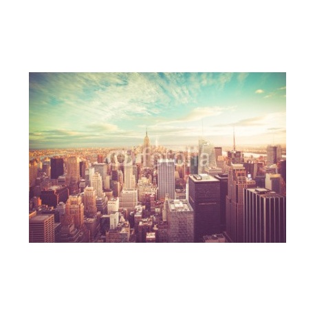 Vintage tone view of New York City skyline view across Manhattan, 160x106, Papel Pared, Acabado LISO, Original, Todo color