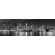 Black and white New York City at night panoramic picture, USA., 127x41, Papel Pared, Acabado LISO, Original, Blanco y negro
