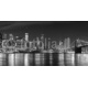 Black and white New York City at night panoramic picture, USA., 5.5x2.8, Papel Pared, Acabado LIENZO, Original, Blanco y negro