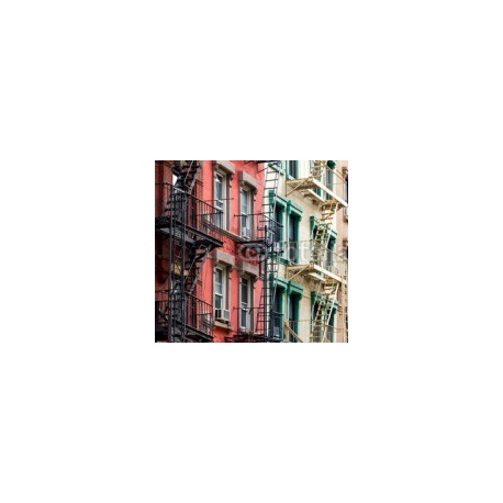 Colored Apartment Buildings in New York City, 127x120, Papel Pared, Acabado LISO, Original, Todo color