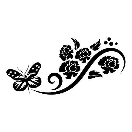 Vinilo mariposa en flor II, 150x71, Vinilo Autoadhesivo, Mate, Invertir, Naranja-