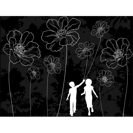 Vinilo especial Caminando entre Flores, 100x76, Vinilo Autoadhesivo, Mate Fotoluminiscente, Original, Color original-