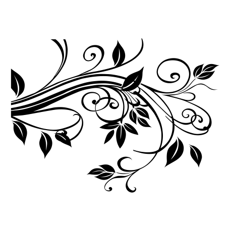 Vinilo floral decora, 67x50, Vinilo Autoadhesivo, Mate, Original, Negro-