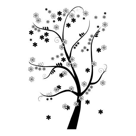 Vinilo arbol primaveral III, 70x108, Vinilo Autoadhesivo, Mate, Original, Blanco-