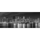 Black and white New York City at night panoramic picture, USA., 500x200, Vinilo Adhesivo, Suelo antideslizante (suelo o lugares expuestos a abrasión), Original, Todo color