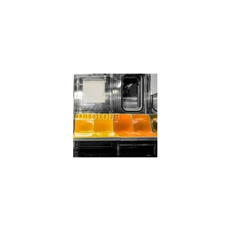 New York City subway car interior with colorful seats, 45x45, Papel Pared, Acabado LISO, Original, Todo color