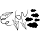 Vinilo aviones de papel, 90x49, Vinilo Autoadhesivo, Mate, Original, Blanco-