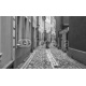 A narrow European street with paving stones in the old town in Riga on a summer sunny day, 390x240, Papel Fotográfico, Papel Poster 150 gr. (posters y mupis publicitarios), Original, Blanco y negro
