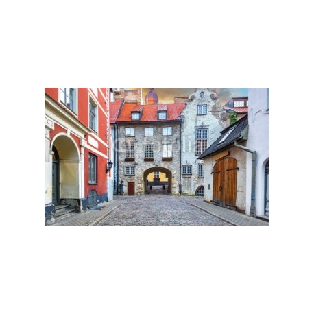 For tourists, medieval architecture of old Riga town can offer unforgettable atmosphere of the Middle Ages and unique Gothic architecture, 390x240, Papel Fotográfico, Papel Poster 150 gr. (posters y mupis publicitarios), Original, Todo color
