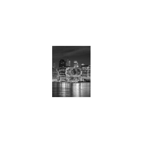 Black and white New York City at night panoramic picture, USA., 150x200, Papel Fotográfico, Papel Fotográfico 200 gr. (papel fotográfico alta calidad), Original, Todo color
