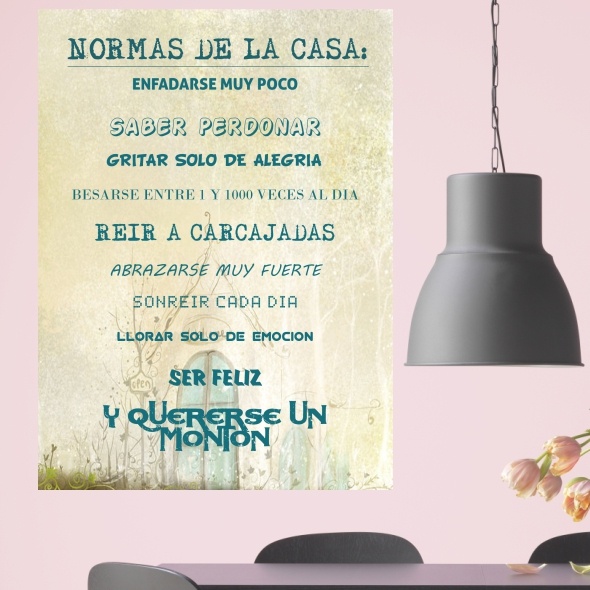 Vinilo Texto Normas de la Casa