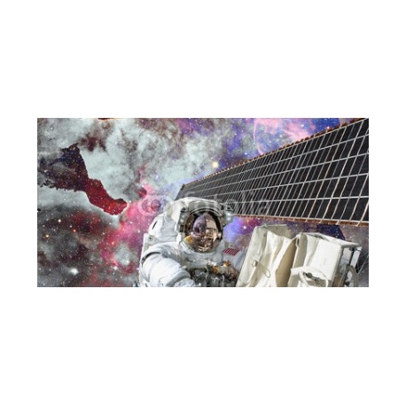 Astronaut in outer space. Spacewalk. Elements of this image furnished by NASA, 490x250, Vinilo Adhesivo, Sin Laminado (3 años garantía en exterior/interior), Original, Todo color