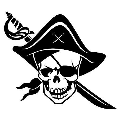 Vinilo calavera pirata, 70x60, Vinilo Autoadhesivo, Mate, Original, Negro-