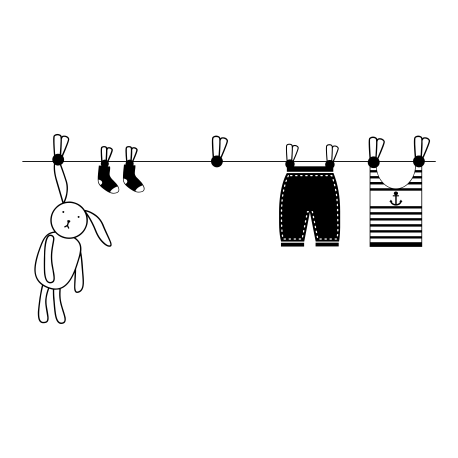 Vinilo ropa tendida II, 130x59, Vinilo Autoadhesivo, Mate, Original, Negro-