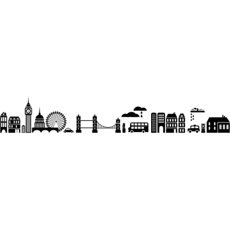 Vinilo ciudad londinense, 375x60, Vinilo Autoadhesivo, Mate, Original, Negro-