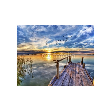 puesta de sol en la albufera de Valencia, 140x110, Vinilo Adhesivo, Laminado Mate (protección arañazos y rayos UVI), Original, Todo color