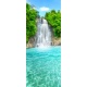 Lotus flower in waterfall pool, 64x159, Vinilo Adhesivo, Laminado Brillo (protección arañazos y rayos UVI), Original, Todo color