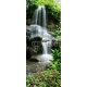 Beautiful waterfall in the garden, 64x159, Vinilo Adhesivo, Laminado Brillo (protección arañazos y rayos UVI), Original, Todo color