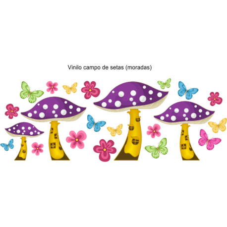 Vinilo campo de setas moradas, 219x81, Vinilo Autoadhesivo, Mate, Original, Color original-