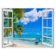 open window to the sea Caribbean Dominican Republic, 110x80, Vinilo Adhesivo, Vinilo Backlight Cristal (montaje por interior y retroiluminar), Original, Todo color