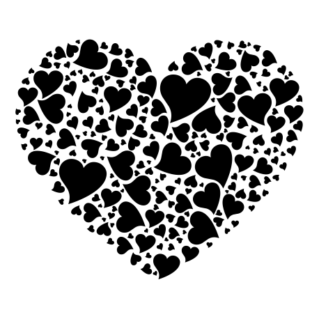 Vinilo corazon de corazones, 60x50, Vinilo Autoadhesivo, Mate, Original, Negro-