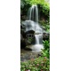 Beautiful waterfall in the garden, 67x161, Vinilo Adhesivo, Laminado Brillo (protección arañazos y rayos UVI), Original, Todo color