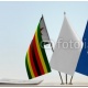 Flags of Zimbabwe and Melilla with a white flag in the middle, 79x77, Cartón Pluma, 5MM, Original, Todo color