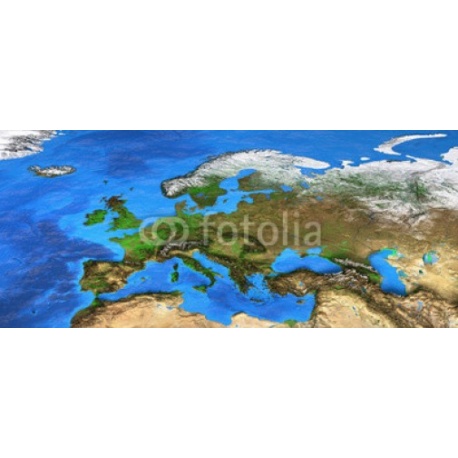 High resolution world map focused on Europe, 152x66, Vinilo Adhesivo, Sin Laminado (3 años garantía en exterior/interior), Original, Todo color